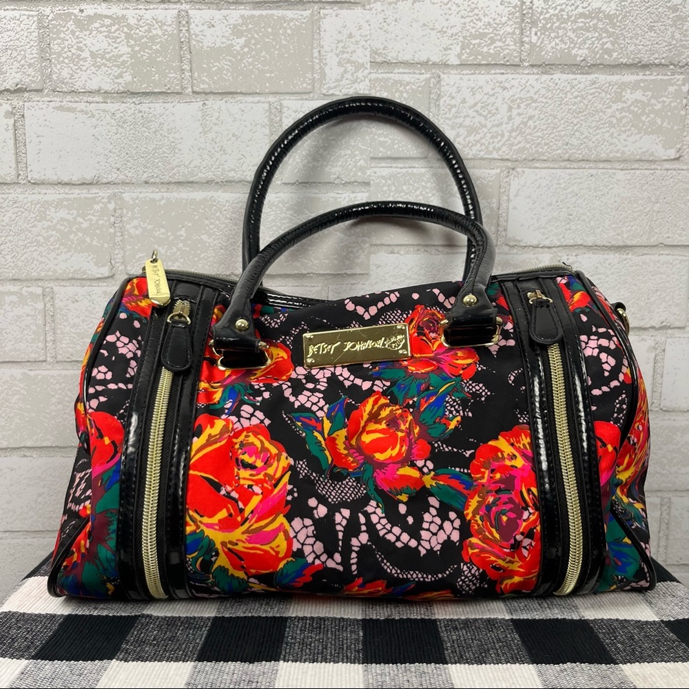 Betsey Johnson bright floral handbag purse
